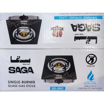 SAGA SINGLE BURNER GLASS TOP GAS STOVE SG-2001